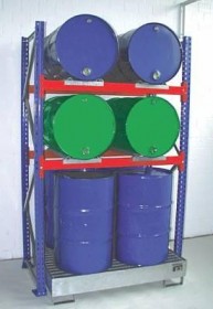 Fassregal 8x 200 l Fässer, Grund- und Anbauregal