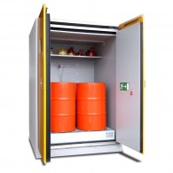 Sicherheits-Fass-Schrank Typ 90, Schrankbreite 1550mm, für 4 Stück stehende oder liegende 200l-Fässer bzw. 1 Stück 1000l IBC/KTC