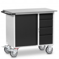 Fetra Werkstattwagen mit einem Schrank und vier Schubladen, abschließbar, Grey Edition