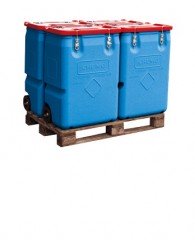 Mobil-Box mit Gefahrgut-Zulassung, 170l oder 250l, Behälter blau, Deckel rot