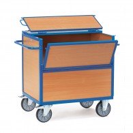 Kasten- Transportwagen mit Holzwänden und Deckel