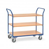 Tischwagen mit drei Ebenen und beidseitigen Schiebebügeln