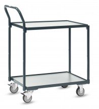 Kompakter Tischwagen "Basic" mit zwei Ebenen und hochstehendem Schiebebügel
