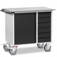 Fetra Werkstattwagen mit einem Schrank und sechs Schubladen, abschließbar, Grey Edition