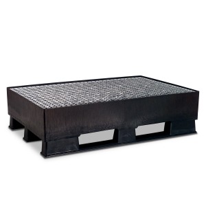 03000015 - Auffangwanne aus PE 140l, mit 3 Kufen, mit verzinktem Gitterrost