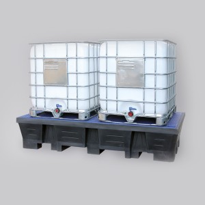 0320003605 - Auffangwanne aus PE 1000l, für 2 Stück IBC/KTC, mit PE-Gitterrost