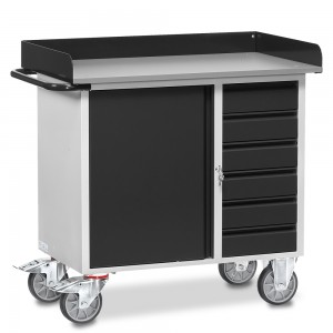01600925 - Fetra Werkstattwagen mit einem Schrank und sechs Schubladen, abschließbar, Grey Edition