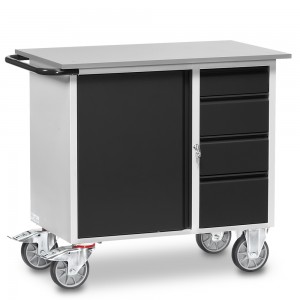 01600923 - Fetra Werkstattwagen mit einem Schrank und vier Schubladen, abschließbar, Grey Edition