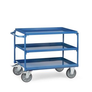01600153 - Stahl- Tischwagen mit drei Ebenen und Schiebebügel