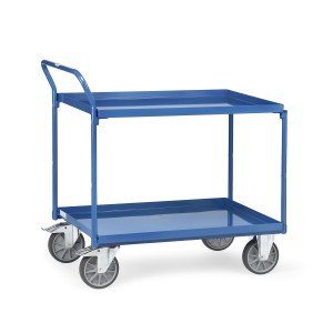 01600154 - Stahl- Tischwagen mit zwei Ebenen und hochstehendem Schiebebügel