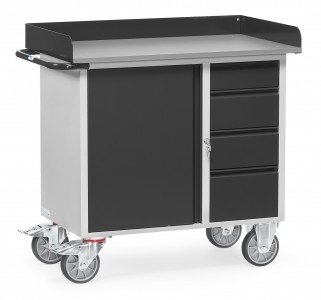 01600992 - Fetra Werkstattwagen mit einem Schrank und vier Schubladen, abschließbar, Grey Edition