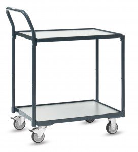 01601000 - Kompakter Tischwagen "Basic" mit zwei Ebenen und hochstehendem Schiebebügel