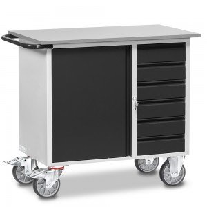 01600922 - Fetra Werkstattwagen mit einem Schrank und sechs Schubladen, abschließbar, Grey Edition
