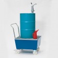 04200013 - Fahrbare Auffangwanne aus Stahl, 60l, für 2 Stück 60l-Fässer, pulverbeschichtet RAL 5010 blau