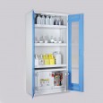 03200014 - Chemikalienschrank für Kleingebinde mit Sicherheitsbox Typ 30, Bauhöhe 1950mm, Breite 950mm, Türen lichtgrau